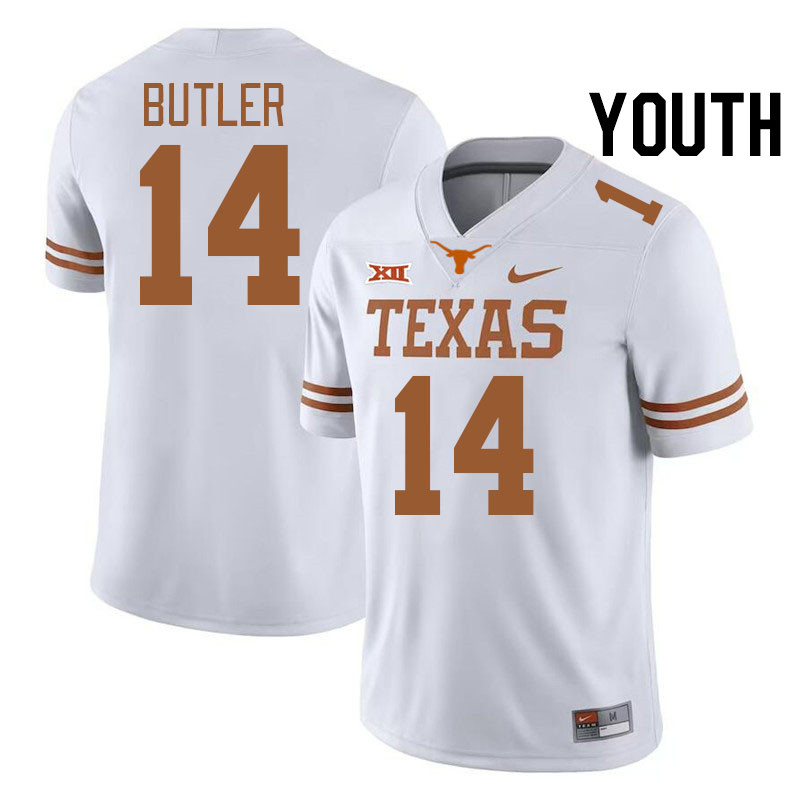 Youth #14 Aaron Butler Texas Longhorns College Football Jerseys Stitched-White